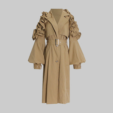 Neutral Elegant High Grade Windbreaker for Women Long Sleeve Slim-Fit Trench Coat - Modestly Vogue